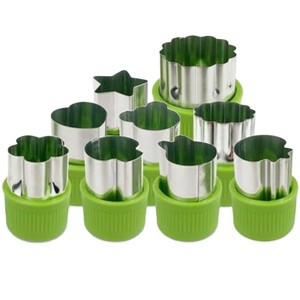 Aoibox 9-Piece Fruit & Vegetable Cutter Set with Love, Star, Flower, Rabbit, Bear, Strawberry, Lace, Mushroom Shapes for Baking & Decorating - 1 of 4