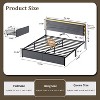WOWLIVE Upholstered Bed Frame with Adjustable Headboard and 2 Storage Drawers, Velvet Platform Bed Frame with Charging Station and LED, Beige & Grey - 3 of 4