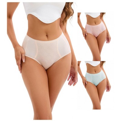 INSPIRE CHIC 3 Packs Women's High-Waisted Underwear Briefs High Elastic Breathable Underpants