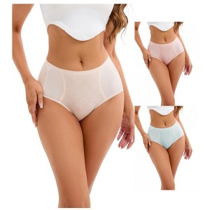 INSPIRE CHIC 3 Packs Women's High-Waisted Underwear Briefs High Elastic Breathable Underpants - 1 of 4