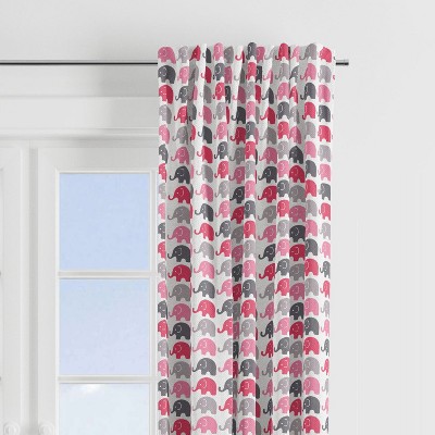 Bacati - Elephants Pink/Grey Curtain Panel