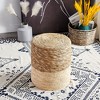 ChicFurnit Ottomans and Benches Cylindrical Ottoman Footstool Handwoven Ottoman Floor Step Stool for Living Room, White, 14.57"*14.57"*17.72" - 2 of 4