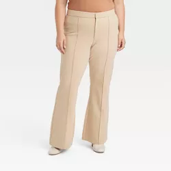 Women's Plus Size High-Rise Slim Fit Retro Flare Pull-On Pants - A New Day™ Tan 26W