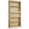 71"Tall Wooden Bookshelf,5 Tier unique fluted Wooden Book Shelf,Free Standing Farmhouse Bookcase with Open Display Storage  for living rooms,Office - 2 of 4