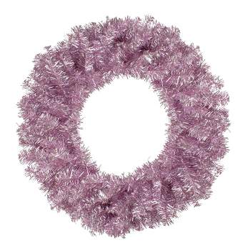 Northlight Metallic Pink Tinsel Artificial Christmas Wreath, 24-Inch, Unlit