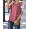 Women's Lace Sleeve V Neck Pocket Top - And The Why - 2 of 3