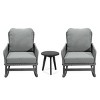 3-Piece Patio Set Table And Chairs,  Modern Patio Chairs With Seat And Back Cushions, PE Rattan Rocking Chairs And Wooden Table-Cuddlewood - 2 of 4