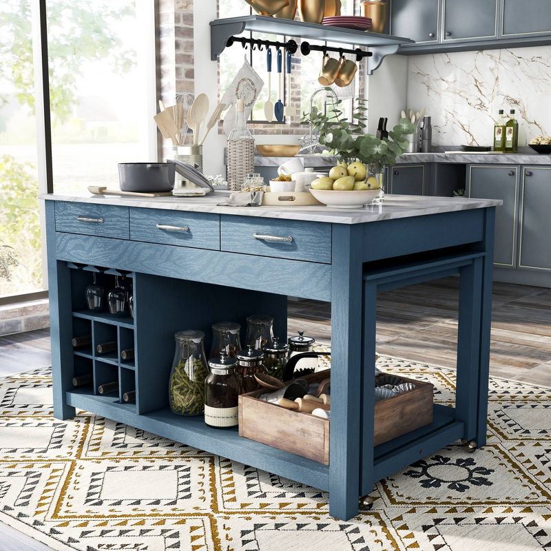 Fredricke Extendable Kitchen Island with Faux Marble - HOMES: Inside + Out, 3 of 10