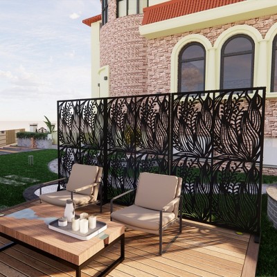 Maggift Patio Decorative Screens, Iron Arch Decoration Garden Trellis, for Outdoor for Climbing Plants Support, Flowerbed, Black, 45.3"*15.8"*72"
