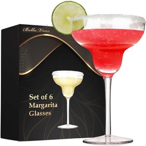 Bella Vino Set of 6 Exquisite Stemmed Margarita Glasses - 10oz. - 1 of 4