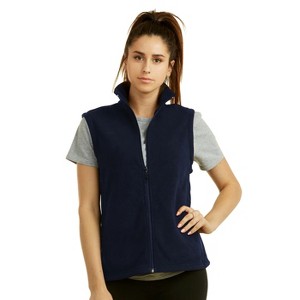 Sofra Women's Polar Fleece Full Zip Up Sweater Vest - 1 of 4