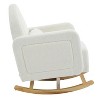 PAGED Modern Rocking Chair, Teddy Fabric Accent Chair with Pillow and Wooden Legs, Reading Chair for Bedroom, Living Room Furniture - 3 of 4