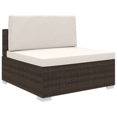 vidaXL Sectional Middle Seat - Outdoor Poly Rattan Furniture with Cushions - Brown