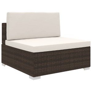 vidaXL Sectional Middle Seat - Outdoor Poly Rattan Furniture with Cushions - Brown - 1 of 4