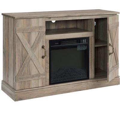 NicBex 47 Inch Fireplace TV Stand with Storage Cabinet for TV Up to 43",Modern Media Entertainment Center with Electric Fireplace Insert,Gray