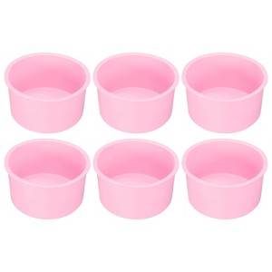 Unique Bargains Round Cake Pans Silicone Cake Mould for Cupcakes Bread 6 Pcs - 1 of 4