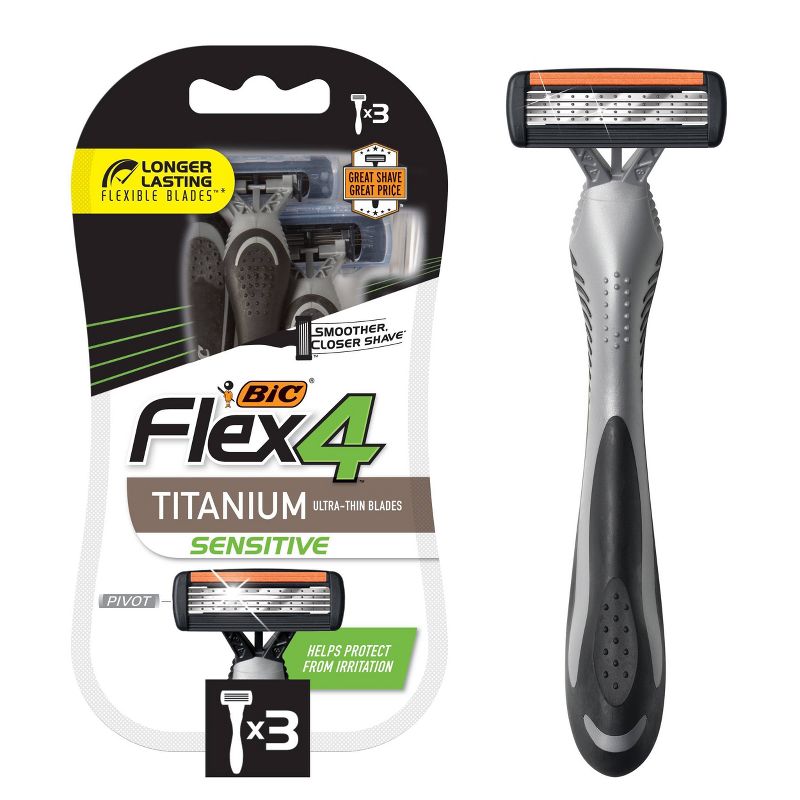 BiC Flex4 Titanium Sensitive Men&#39;s Disposable Razors - 3ct, 1 of 9