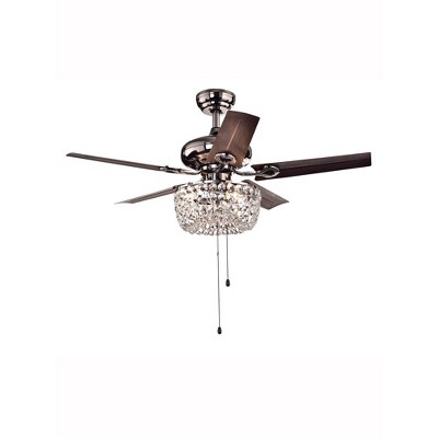 43" x 43" x 24" Angel Crystal Chandelier 5 Blade Ceiling Fan Brown/Silver - Warehouse of Tiffany