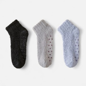 Anna-Kaci Women's 3-Pack Non-Slip Plush Fuzzy Ankle Socks with Grips and Soft Cozy Texture - 1 of 4