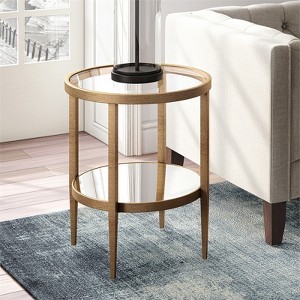 Double Shelf Metal Round Side Table in Brass and Gold Finish - Henn&Hart - 1 of 4