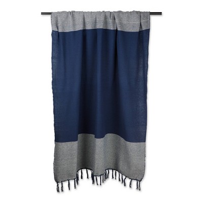 Navy and Gray Cotton Urban Cityscape Throw Blanket