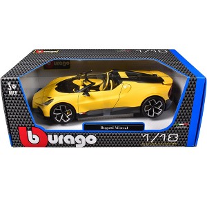 Bugatti Mistral Yellow with Carbon Accents 1/18 Die Cast Model Car by Bburago - 1 of 3