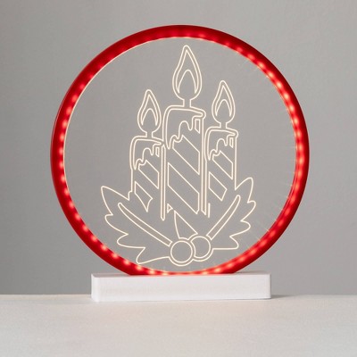 13"H Sullivans Christmas LED Candle Ring, Red, Indoor Christmas Decor