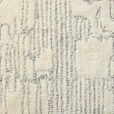 Beige and Blue Abstract Wool 8' x 10' Handmade Rug