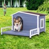 UbMelt Outdoor Dog House with Raised Floor and Windows Wooden  Puppy Waterproof Dog Kennel for Small Medium Large Dogs,Gray - 2 of 4