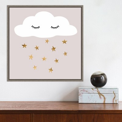 20" x 19" Nap Time Cloud and Stars Canvas Wall Art