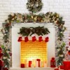 6FT Pre-Lit Christmas Garland  with 20 LED Lights, Bow-Knot Ball Ornaments, Battery Operated with Timer for Mantle & Staircase Decoration - 2 of 4