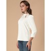 INSPIRE CHIC Women's Ruffle Neck 3/4 Sleeve Hollow Out Blouse - 4 of 4