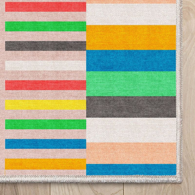 Well Woven Geometric Modern Flat-Weave Washable Area Rug - Multi Color Bright Geometric Abstract - For Living Room, Bedroom and Office, 5 of 9