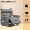 Oversized PU Leather Power Swivel Rocker Recliner Chair with Massage Function, Ergonomic Design Featuring 1.5X Sponge Filling and Side Pocket - 4 of 4