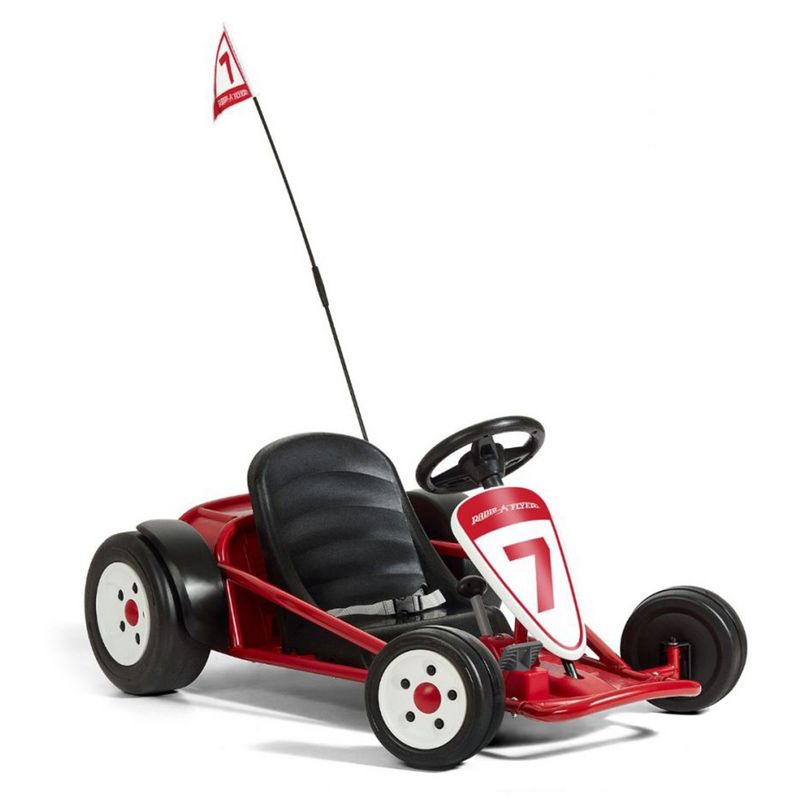 Radio Flyer 941 Hertz Battery Powered Adjustable Seat Kids Ultimate Outdoor Racing Go Kart Rider for kids Ages 3 to 8 Years Old, Red, 2 of 7