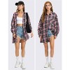 EXLURA Womens Plaid Flannel Shacket Long Sleeve Button Down Shirts Long Jackets Oversized Fall Fashion Outfits - 3 of 4