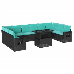 vidaXL 11 Piece Garden Sofa Set with Cushions - Black - 1 of 4