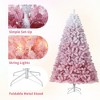 Artificial Christmas Tree w/Warm White LED Lights, Pink Gradient Snow Frosted Xmas Tree for Holiday Deco w/Realistic Branch Tips, Metal Stand - 2 of 4