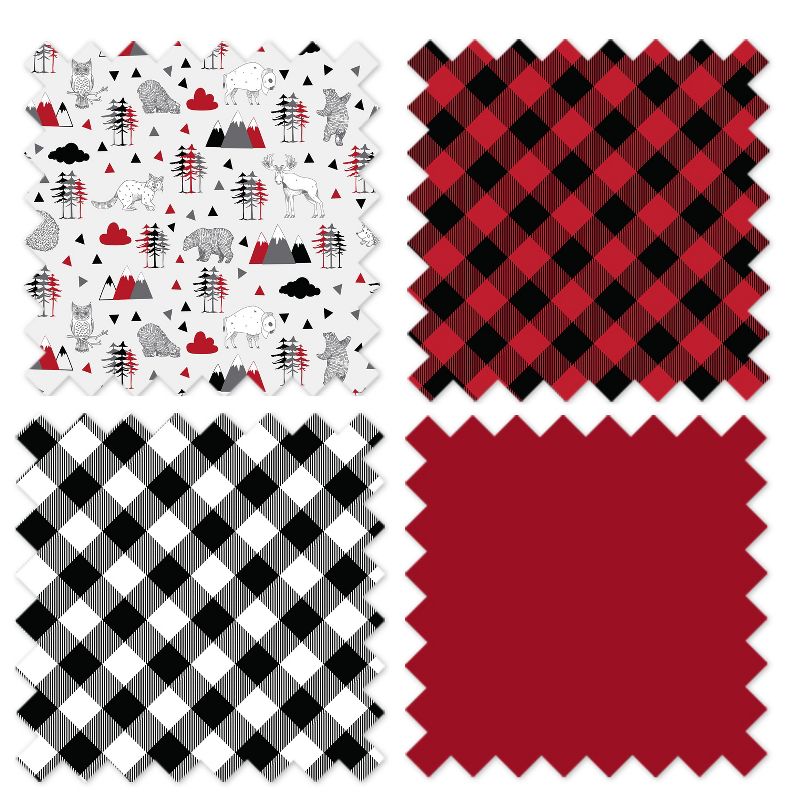 Bacati - Lumberjack Red/Black/Gray Boys Cotton Crib Rail Guard Covers set of 2, 4 of 9
