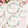 Blue Panda 50-Pack Floral Decorations for 1st First Birthday Floral Disposable Napkins Party Supplies - 2 of 4