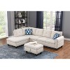 TiramisuBest Black Faux Leather L-Shaped Sectional Sofa with Storage Ottoman & Cup Holders, 3-Piece Couch for Living Room - 3 of 4