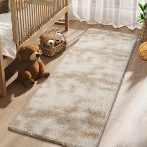 Fluffy Shaggy Rug: Tie-Dyed Furry Non-Shedding Plush Rug – Fuzzy Accent Carpet for Living Room, Bedroom | Soft Feet-Friendly Home Decor Floor Cover - 1 of 4