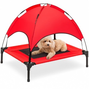 Best Choice Products 30in Elevated Cooling Dog Bed, Outdoor Raised Mesh Pet Cot w/ Removable Canopy, Carrying Bag - 1 of 4