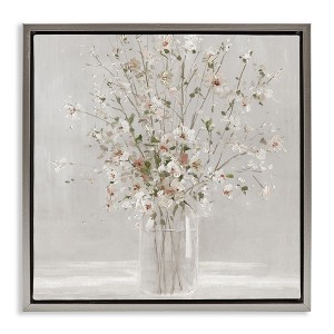 Stupell Industries Neutral Flower Vase Arrangement Floating Frame Canvas Art - 1 of 4