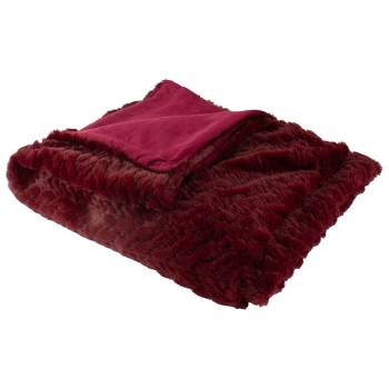Northlight Burgundy Red Ultra Plush Faux Fur Throw Blanket 55" x 63"