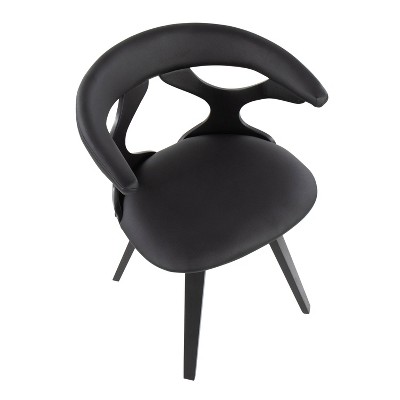 Black Faux Leather Swivel Dining Chair with Cutout Backrest