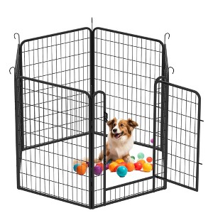 39.37"H Heavy Duty Metal Dog Play Pen Indoors with Automatic Gravity Locking Mechanism, 6 Panels Dog Fence Outdoor for Yard with PVC Pads - 1 of 4