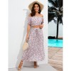 Women's Summer Floral Printed 2 Piece Outfit Off Shoulder Crop Top and Boho Tropical Long Skirt Set - 2 of 4