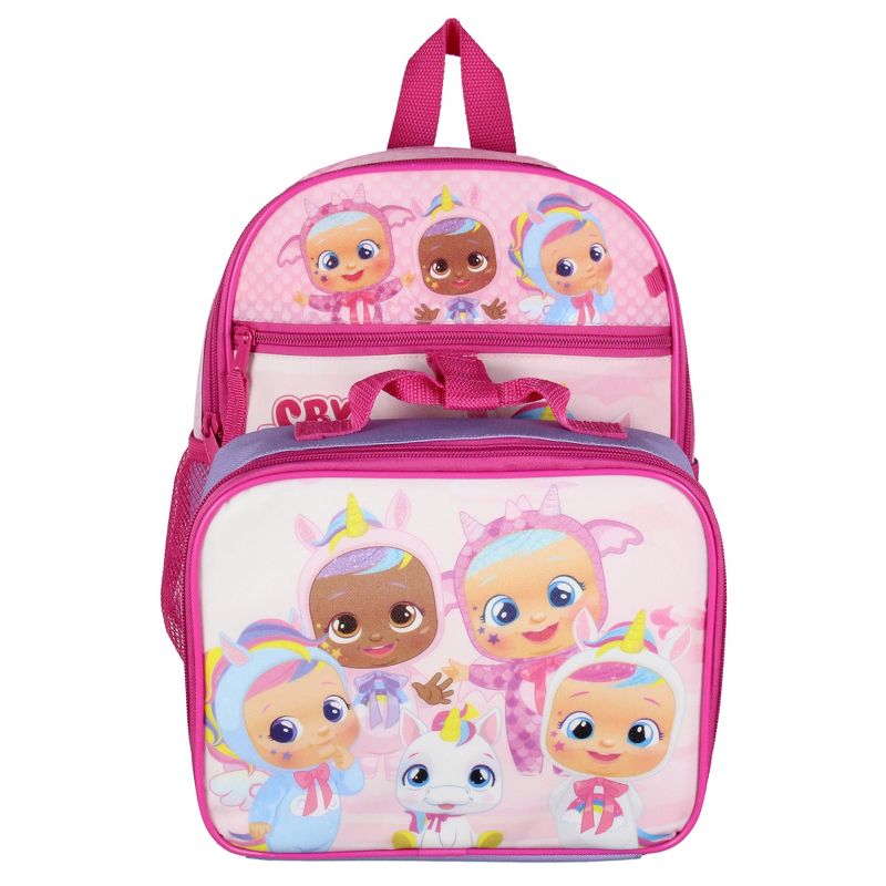 Cry Babies Magic Tears Characters Unicorn 3 PC Backpack Lunchbox Pencil Pouch Pink, 2 of 7