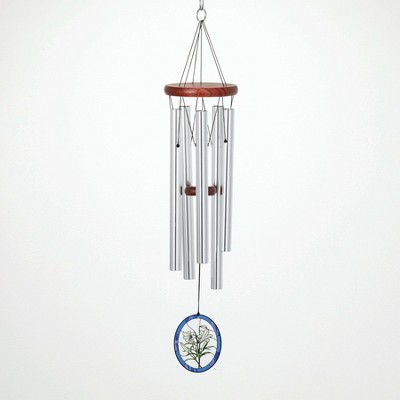 Polished Metal Lily Ornament Wind Chime, 26"